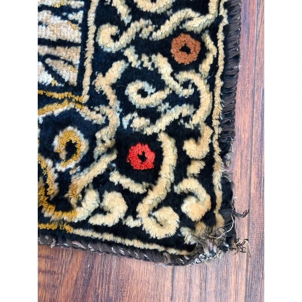 Vtg Velvet Deer Tapestry Wall Hanging Rug Buck Doe Winter Forest Scene 70 x 47" - Picture 9 of 16